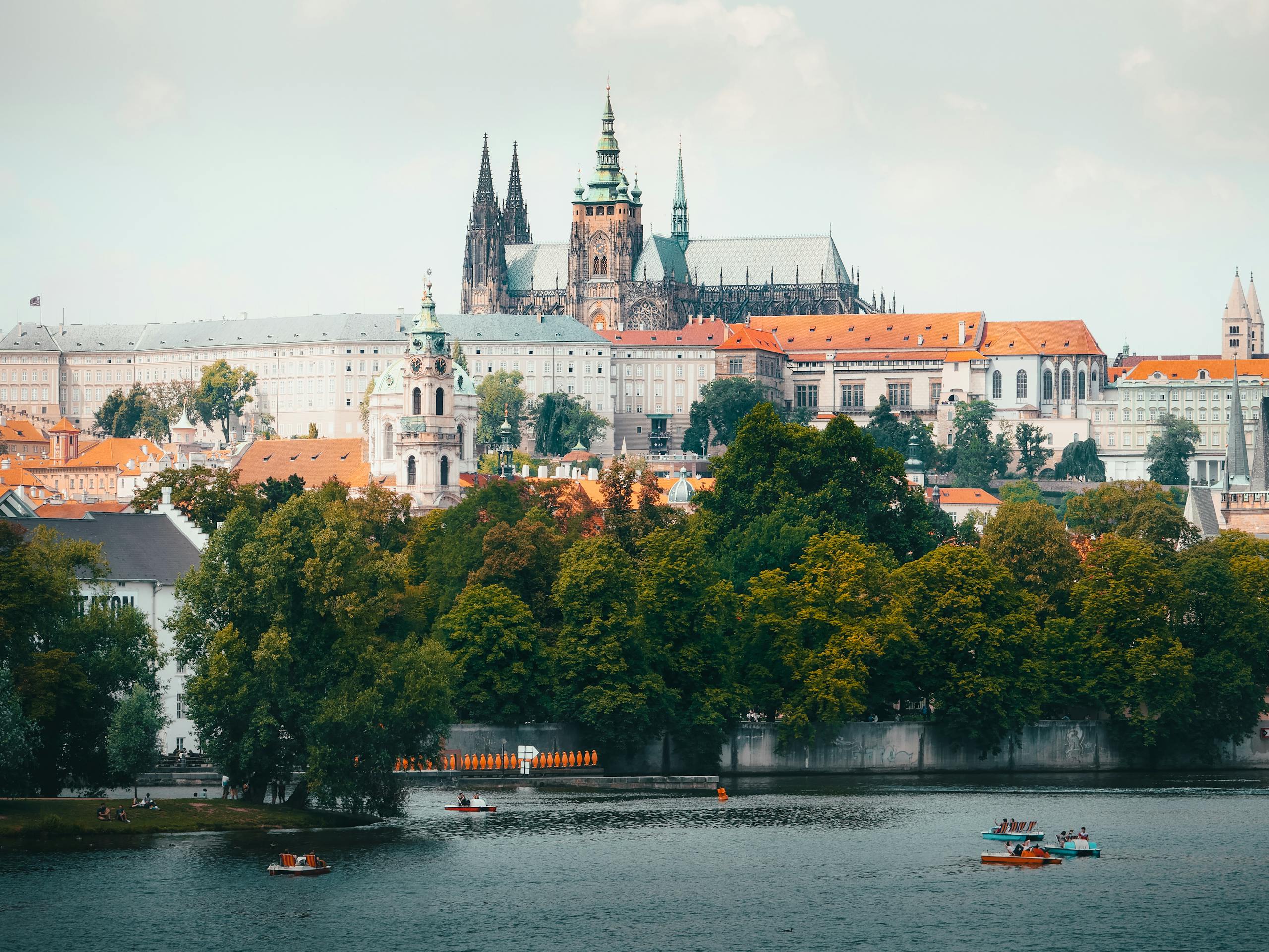 Prague Castle towering above city